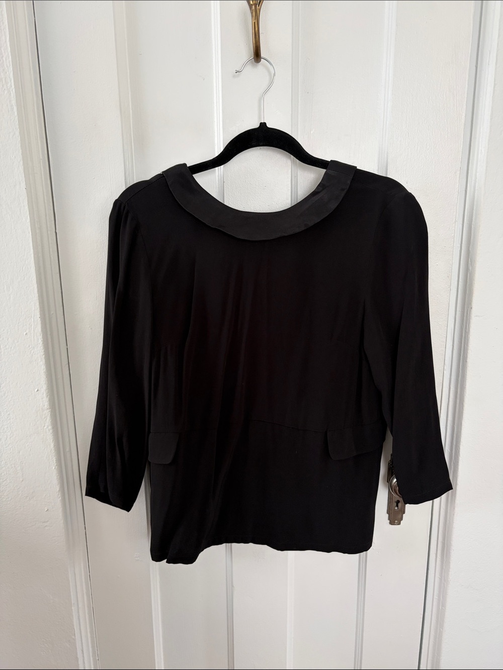 Anthropologie Black Women's Round-Collar backless tuxedo Blouse by See U Soon